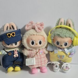 13pcs - 3 complete Labubu Fashion Outfits & Clothes & Shoes - Dolls not included